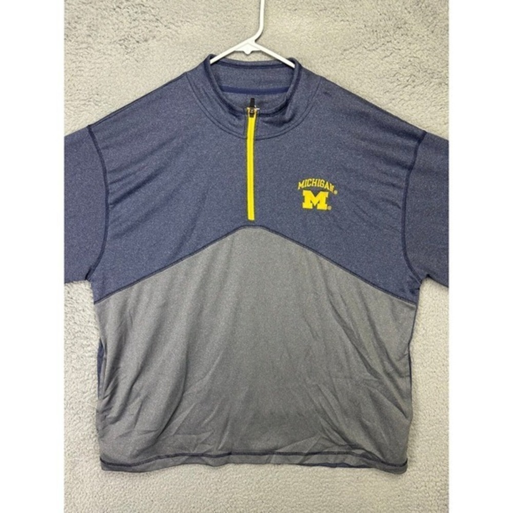 Knights Apparel Shirt Adult 2XL 50-52 Blue Michigan Wolverines Quarter Zip Mens